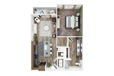 Floor plan for 1 bed, 1 bath, 1042 sqft